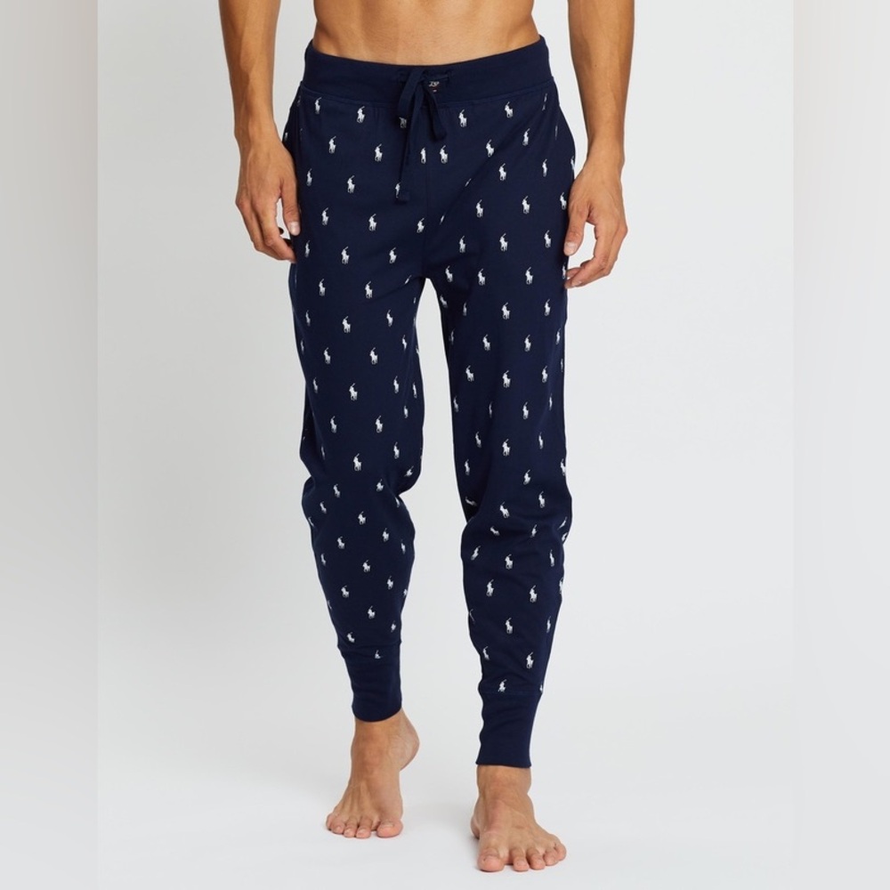 Ralph Lauren Dark Blue Joggers with Iconic Pattern